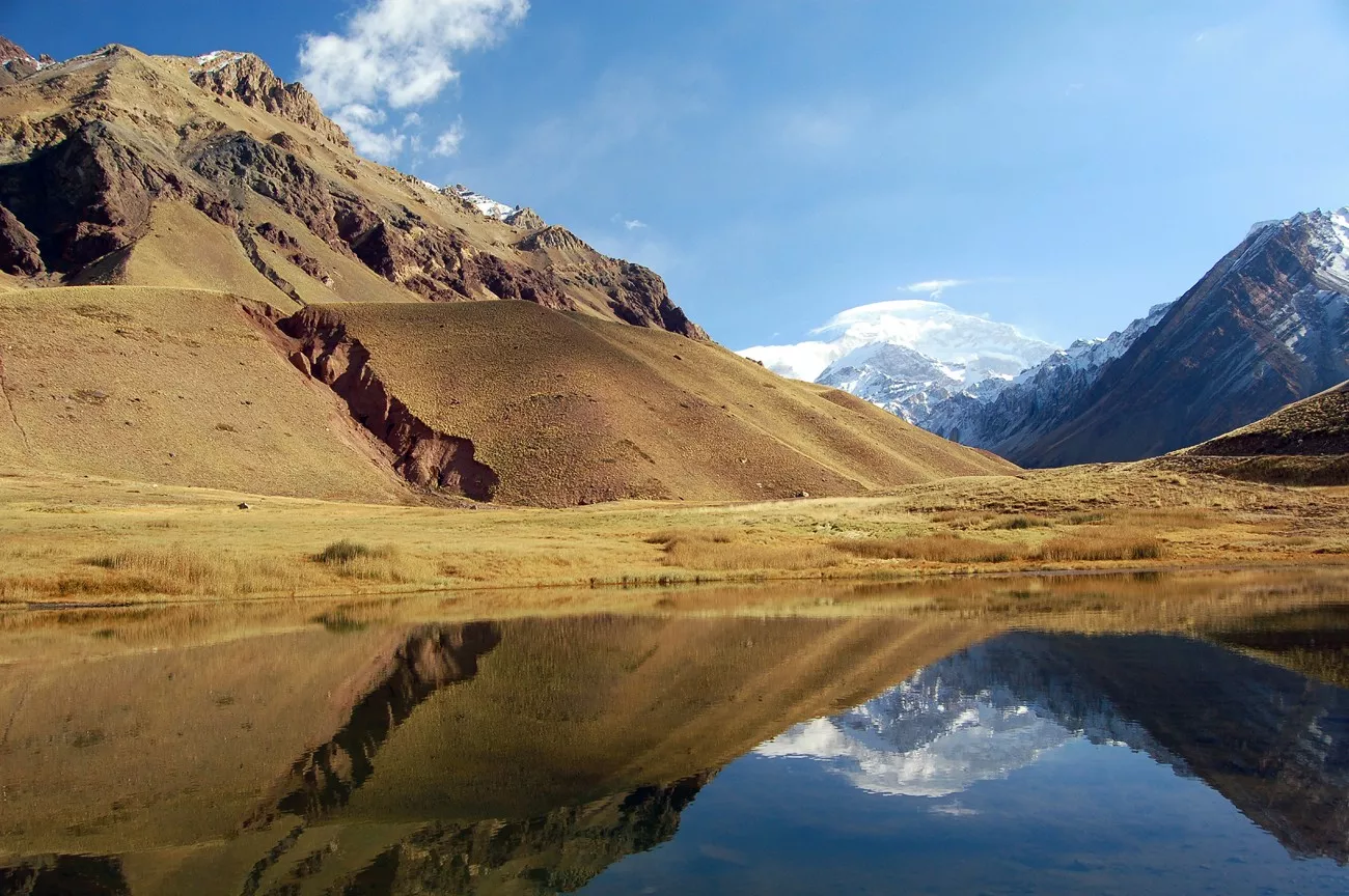 Valle Mendonza e o Aconcagua ao fundo em Mendonza