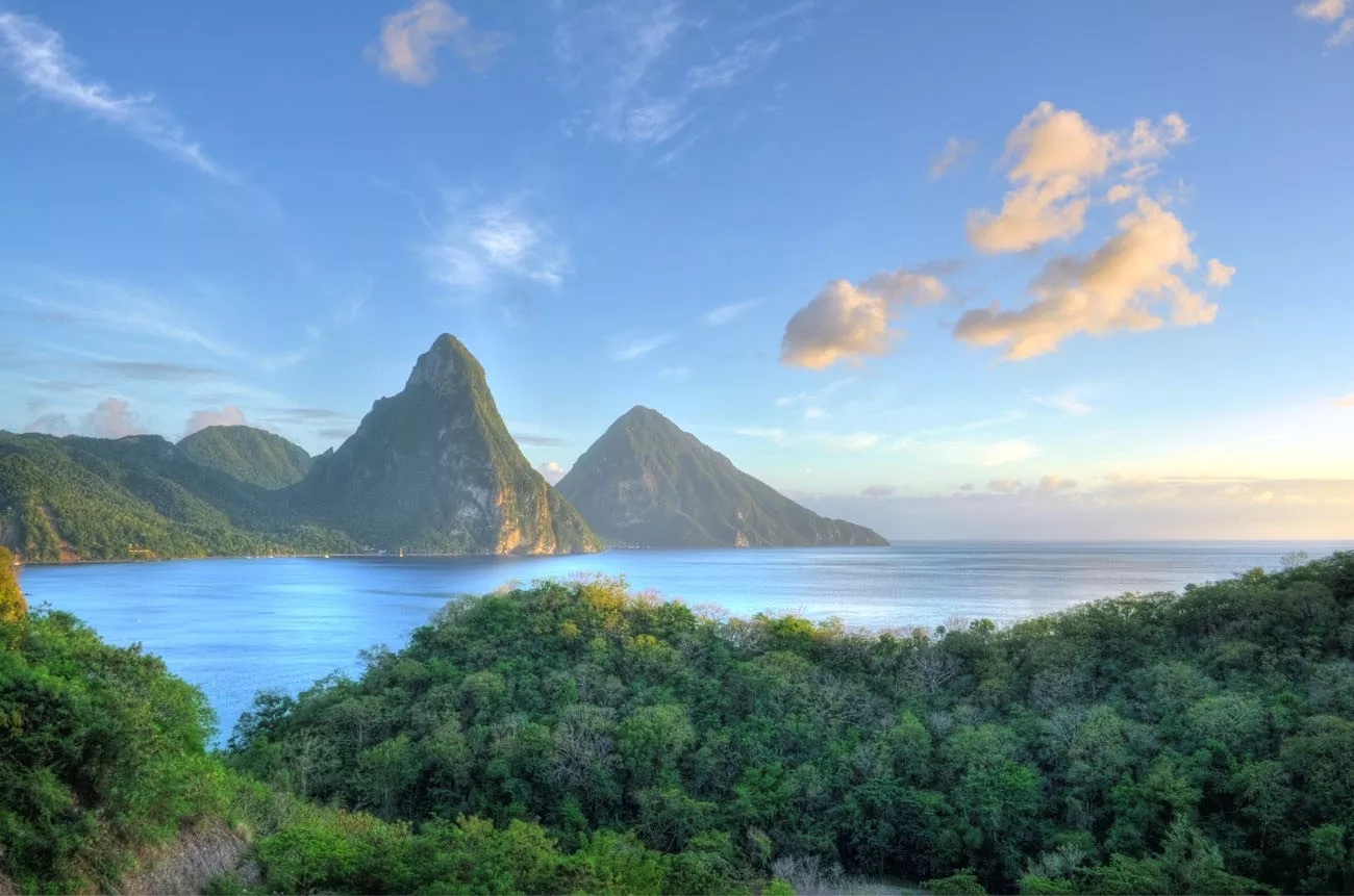 Panorama of Pitons at Saint Lucia, Caribbean