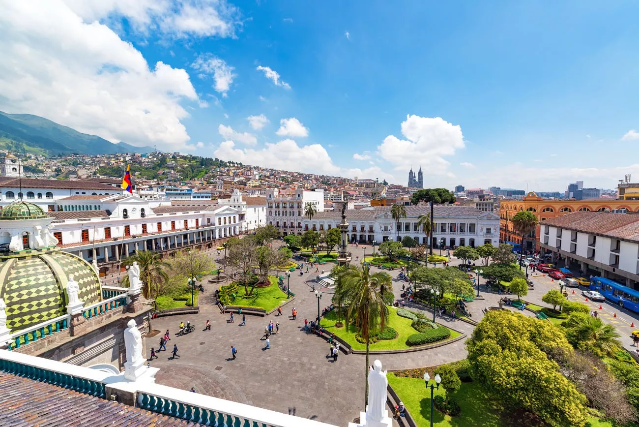 Praça Grande, no centro colonial de Quito