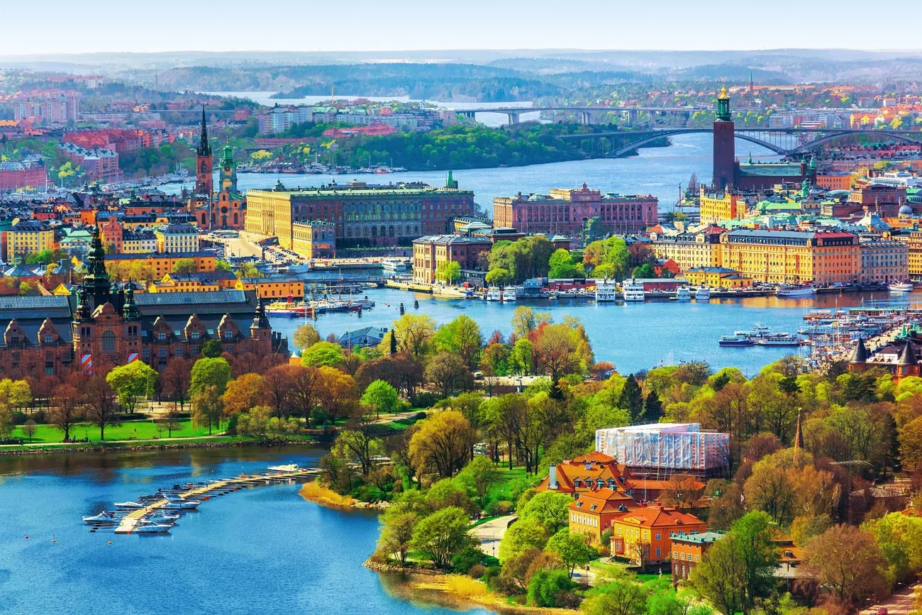 verão panorama aéreo da arquitetura da Cidade Velha (Gamla Stan) em Estocolmo, Suécia