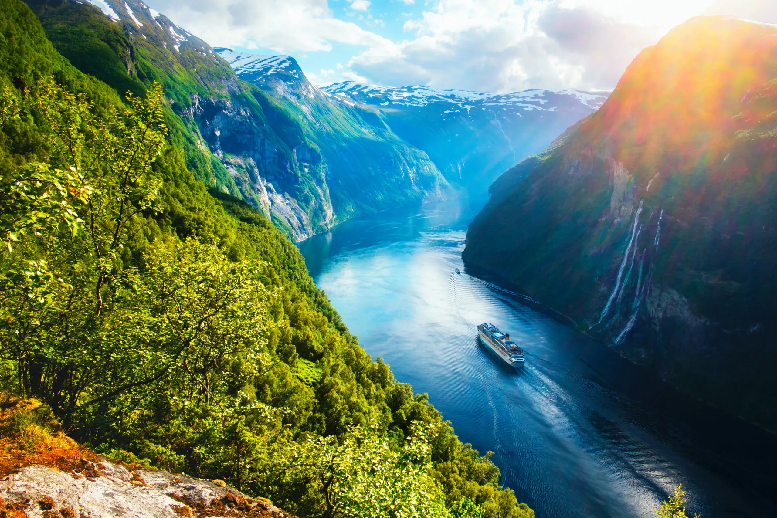 Vista do Geirangerfjord, na Noruega