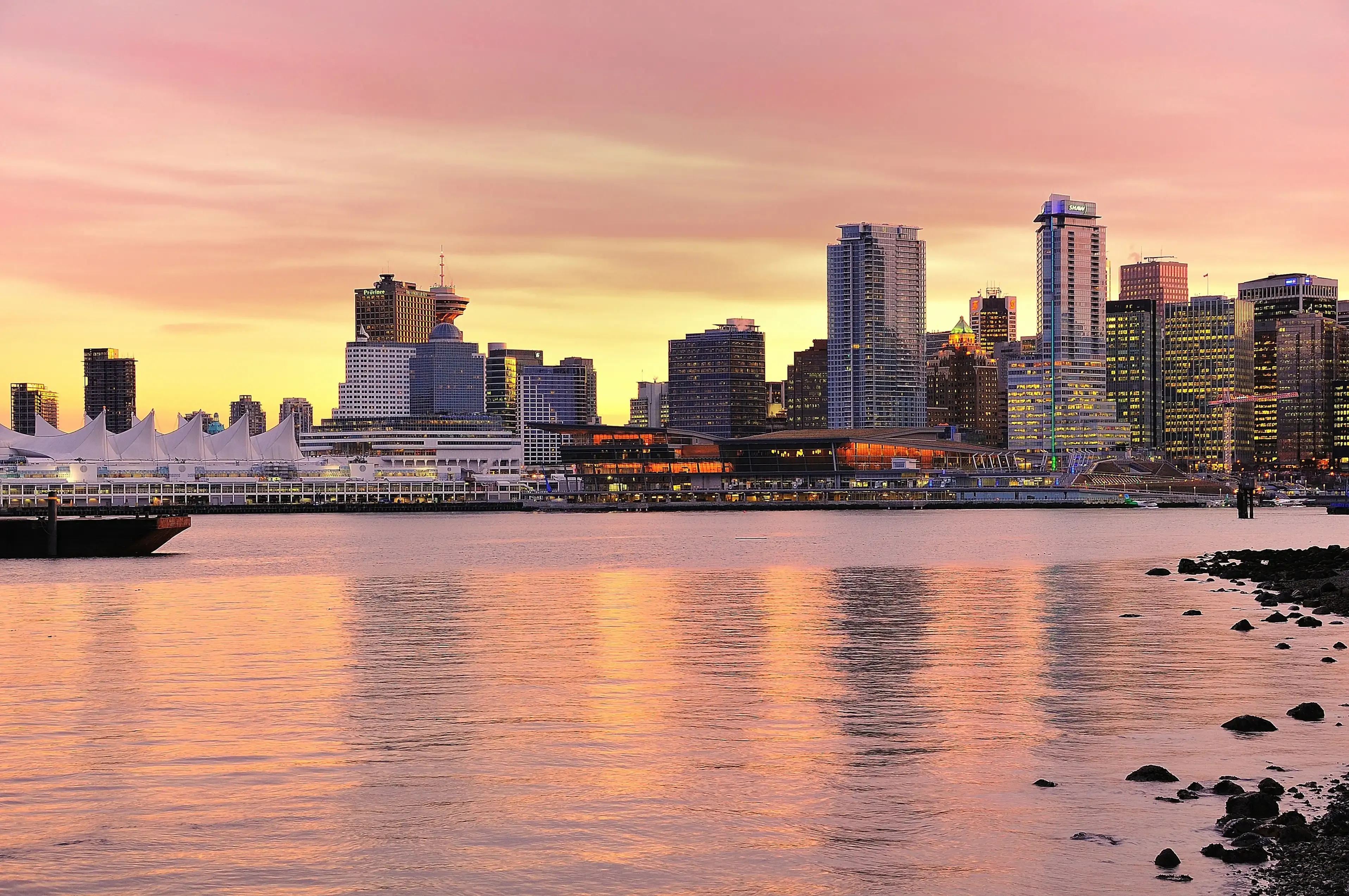 Vista de Vancouver no por do sol